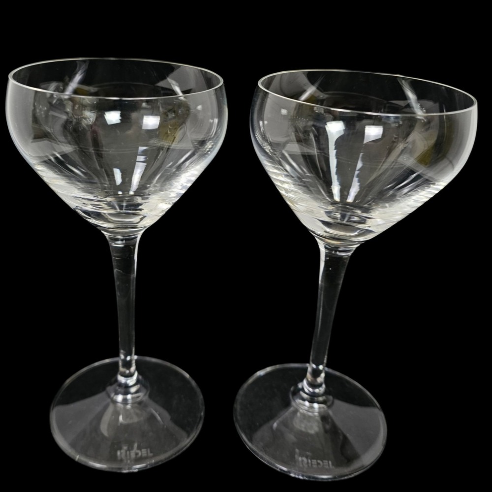 Set of 2 RIEDEL Austrian Crystal Champagne Sherbet Glasses Vivant 6" Tall